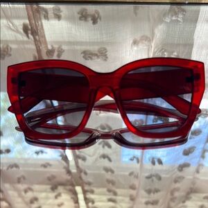 Stylish Red Oversized Sunglasses